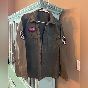 Vintage US Air Force Patches Cold Weather Coat Men Medium Field Green Jacket M65